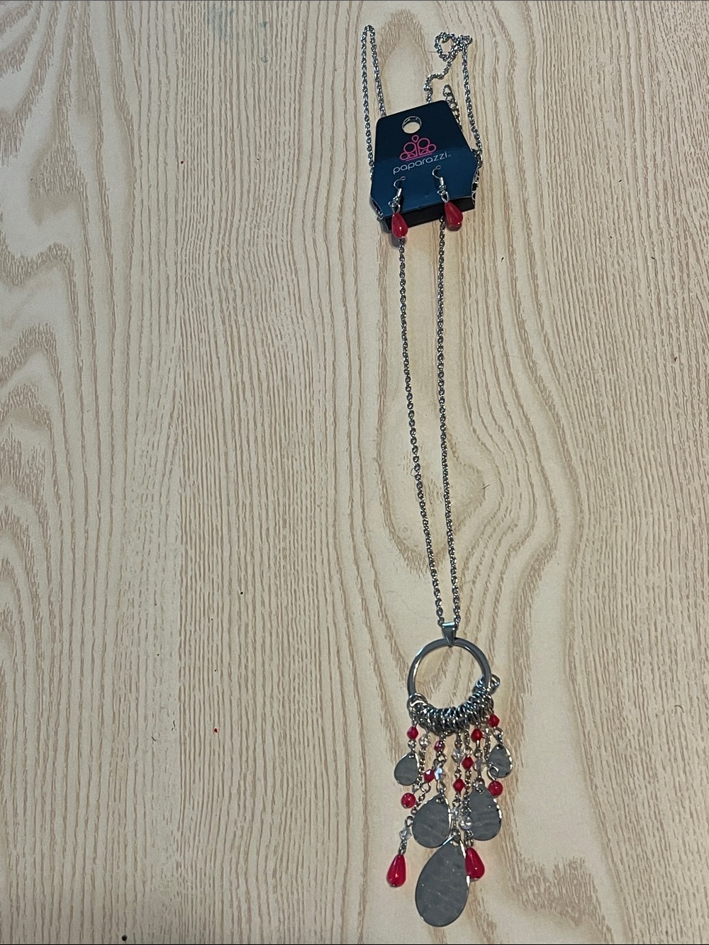 Paparazzi Silver-Tone Necklace with Pink Bead Dangles